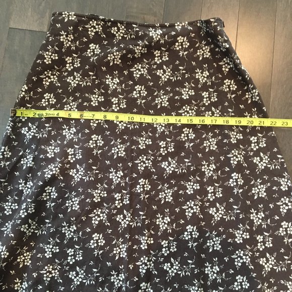 Eddie Bauer brown floral linen/cotton skirt - 10 - Picture 6 of 7
